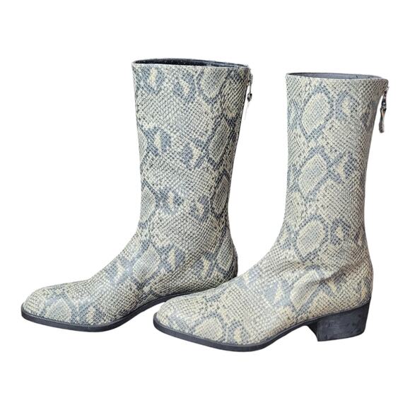 Anne Klein II Women's Zip Back Snake Skin Leather Mid-Calf Boots Size 7.5M - Picture 1 of 10